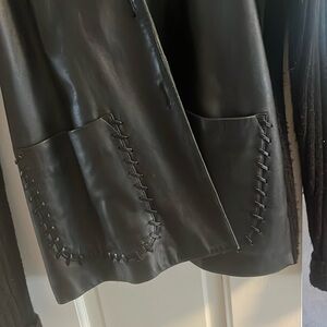 Vakko Leather Sweater Jacket
